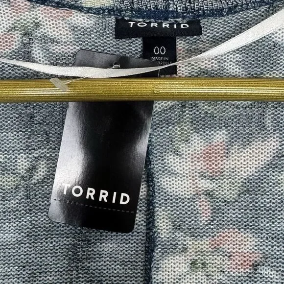 Torrid Floral Kimono Duster Open Cardigan Size M/L 00 Hi Low Coverup Boho Hippie - Picture 3 of 5